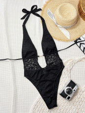 Lace Patchwork Backless One Piece Swimsuit CSYZ-G863RY