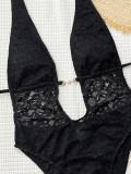 Lace Patchwork Backless One Piece Swimsuit CSYZ-G863RY