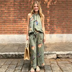 Print Sleeveless Loose Two Piece Pants Set SHD-8109