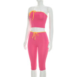 Solid Color Wrap Chest Two Piece Pants Set GDSF-Q26ST074