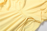 Solid Color Ruched Split Tube Top Maxi Dress GYME-K6D05862A