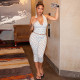 Polka Dots Print Halterneck Seventh Pants Suit GDSF-D26ST184