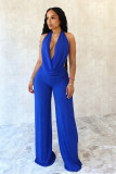 Solid Color Halterneck Backless Mesh Pants Suit SHD-9541