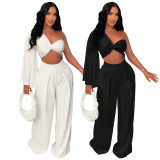 Single Shoulder Long Sleeve Two Piece Pants Set YF-10741
