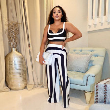 Stripe Contrast Color Casual Two Piece Pants Set YF-10758