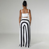 Stripe Contrast Color Casual Two Piece Pants Set YF-10758