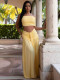 Solid Color Wrap Chest Tops Ruched Skirt Suit MIL-L373