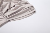 Off Shoulder Ruched Solid Color Maxi Dress GYME-K6D06869A
