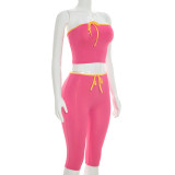 Solid Color Wrap Chest Two Piece Pants Set GDSF-Q26ST074
