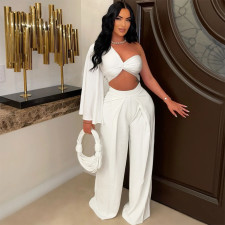 Single Shoulder Long Sleeve Two Piece Pants Set YF-10741