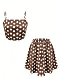 Polka Dots Print Sling Two Piece Skirt Set ZDF-33529