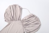 Off Shoulder Ruched Solid Color Maxi Dress GYME-K6D06869A
