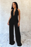 Solid Color Halterneck Backless Mesh Pants Suit SHD-9541