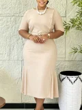 Plus Size Short Sleeve Midi Dress GCZF-8665