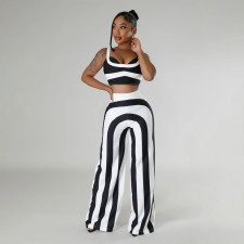 Stripe Contrast Color Casual Two Piece Pants Set YF-10758