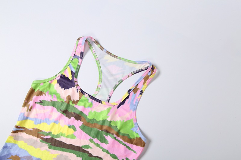 2026 Contrast Color Print Seventh Jumpsuit XEF-K6S08536A | DF