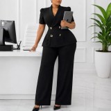 Plus Size Solid Color Two Piece Pants Set GATE-634