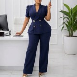 Plus Size Solid Color Two Piece Pants Set GATE-634