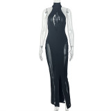 Solid Color Backless Sleeveless Maxi Dress GJYO-JD305399