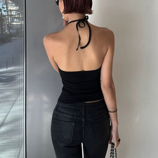 Solid Color Sleeveless Backless Top GLAG-T6121106F