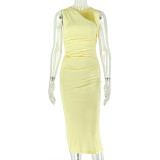 Solid Color Sleeveless Midi Dress GJYO-JD305517