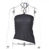 Polka Dot Print Halterneck Top GLAG-T6321341F