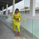 Solid Color Long Sleeve Hooded 2 Piece Pants Set GXHF-2127