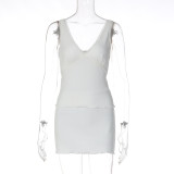V Neck Sleeveless Tie Up Two Piece Skirts Set GLAG-S6321375F