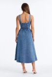 Sleeveless Backless Denim Midi Dress LX-6080