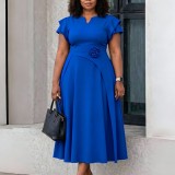 Plus Size Solid Color Miid Dress GATE-3367