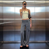 Loose Solid Color Patchwork Pants GLAG-P6321383F