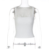 Lace Patchwork Sleeveless Tank Top GLAG-T6321202F