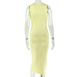 Solid Color Sleeveless Midi Dress GJYO-JD305517