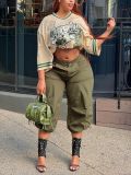 Solid Color Casual Seventh Pants GXHF-2128
