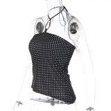 Polka Dot Print Halterneck Top GLAG-T6321341F