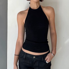 Solid Color Sleeveless Backless Top GLAG-T6121106F