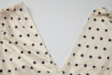 Polka Dot Print V Neck Tie Up 2 Piece Skirt Set  GLAG-S6421410F