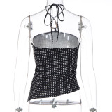 Polka Dot Print Halterneck Top GLAG-T6321341F
