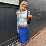 Mesh Solid Color Mid-Skirt GPKJ-MR49224
