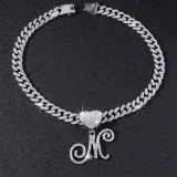 26 Letter Pendant Punk Cuban Chain Necklace YWSG-2025