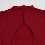 Hollow Out Solid Color Mini DressGPKJ-MR49511