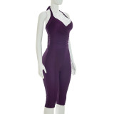 Solid Color Backless Seventh Pants 2 Piece Set MXBF-Y26ST219