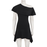 Slash Shoulder Short Sleeve Mini Dress GPKJ-MR49536