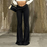 Riveted Webbing Knit Flared Pants GPKJ-MR47692