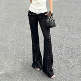 Riveted Webbing Knit Flared Pants GPKJ-MR47692