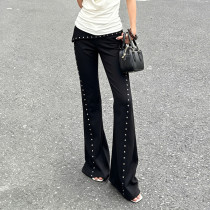 Riveted Webbing Knit Flared Pants GPKJ-MR47692