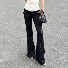 Riveted Webbing Knit Flared Pants GPKJ-MR47692
