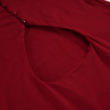 Hollow Out Solid Color Mini DressGPKJ-MR49511