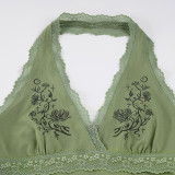 Lace Edge Patchwork Halterneck Tank Top GPKJ-MR49253