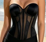 Mesh Patchwork Shaping Corset Tops GXYR-250702